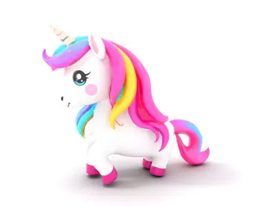 Rainbow Unicorn Plush model pack Low-poly 3D model