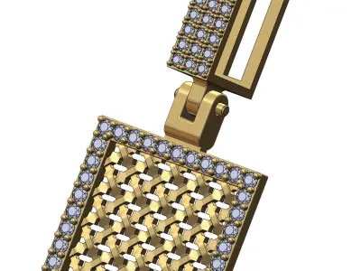 Diamond Moroccan Moucharabieh pendant with iced bail 3D print model