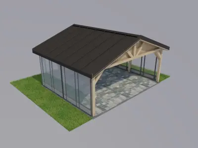 5x6 carport sheet metal plus glass walls 3D model