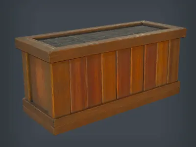 Wooden Planter Low-poly 3D model