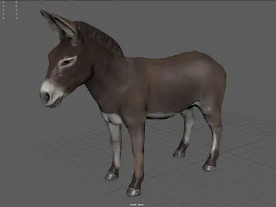 DONKEY WITH CART Low-poly 3D model