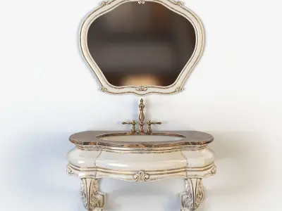 Classic washbasin with mirror 3D model