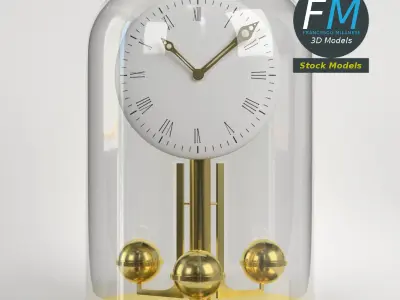 Vintage brass clock 3D model
