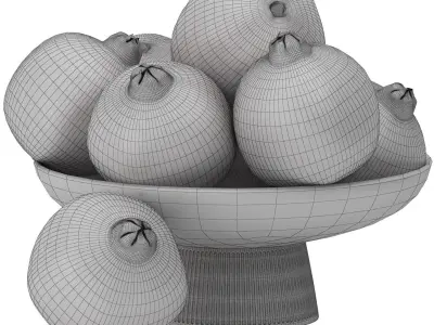 bowl of pomegranate fruit 3D model