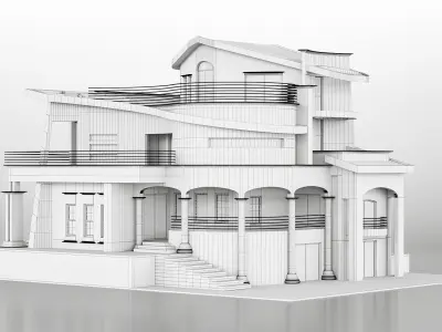 Three Story House Low-poly 3D model