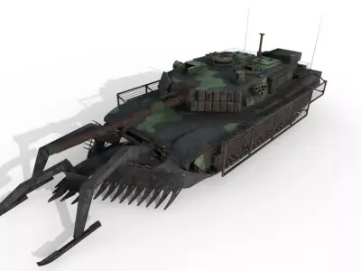 Tank Abrams MinePlow Extra Defense Woodland USA Low-poly 3D model