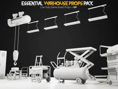 Essential Warhouse Props Kitbash Pack Low-poly 3D model
