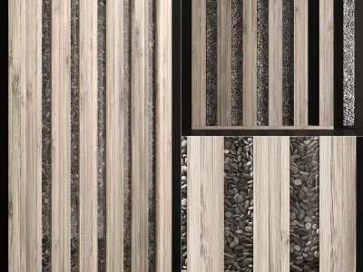 Wall Wood pebble decor n2 3D model