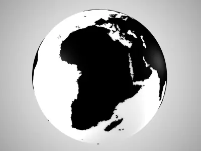 Solid Color Black White Globe 3D model