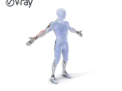 Cybernetic Warrior with Luminous Armor Low-poly 3D model