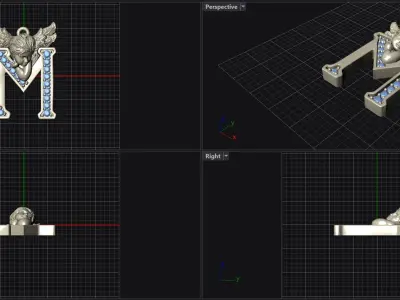 My Angel Letter Pendant Necklace 3D print model