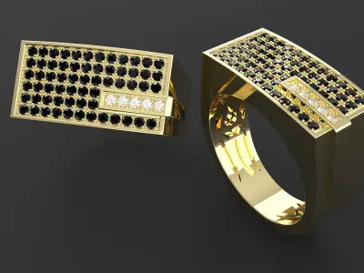 Elegant Mens Ring with Diamond Stones 3D print model