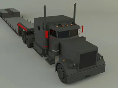 truck 3ax lowbed trailer 3D model