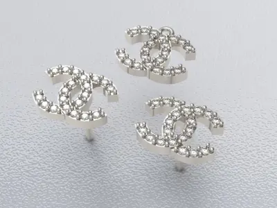Diamond earrings-pendant 3D print model