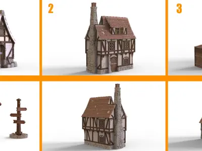 Medieval village - Orange Meadow  3D Model Collection