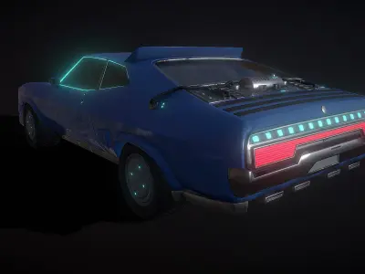 Ford Falcon Retro Futuristic Car Low-poly 3D model