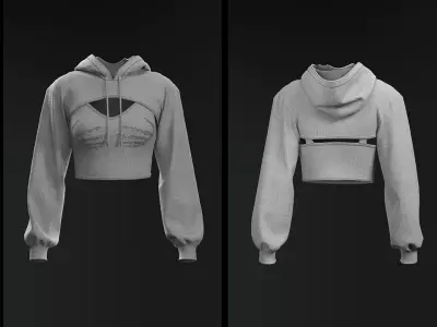 Women Cropped Hoodie 3D model