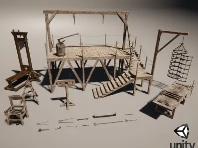 Medieval Torture Pack Low-poly 3D model