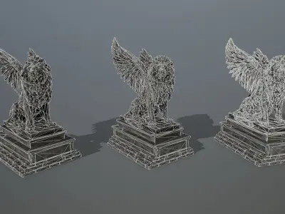 lion statue Low-poly 3D model