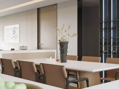 chinese living room dining room interior scenes 15 3D model