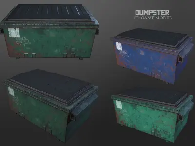 Dumpster Pack 3D model Low-poly 3D model