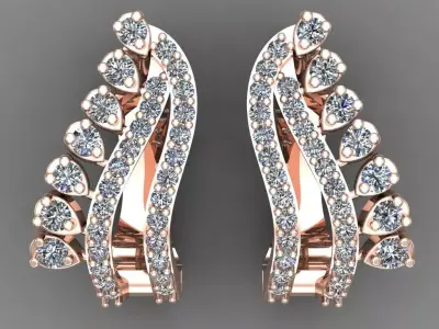 Rose Gold Diamond Women Earring 3D print Model 3D print model order