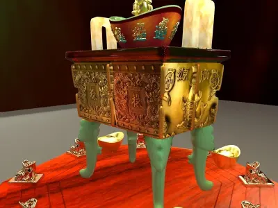 Chinese incense bronze burner   3D model