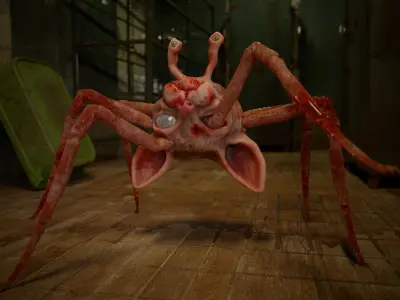 The Spider Cat game character for Horror games Low-poly 3D model