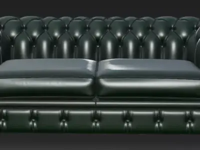 Green Chesterfield Sofa 3D Model 3D model