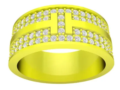 Luxury Multi Row Pave Diamond Ring for Men 4335 3D print model