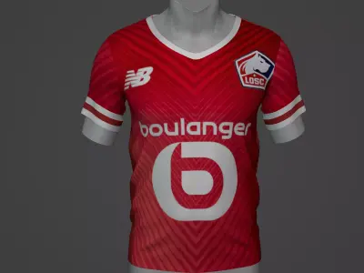 Lille Football Jersey T-Shirt - Soccer Kit Low-poly 3D model