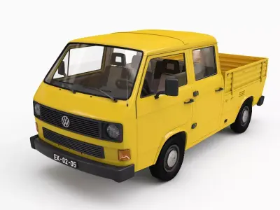 Volkswagen Transporter T3 Pickup Double Cab 1980 3D model
