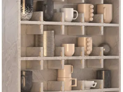 Wall Mounted Mug Shelf 02 3D model