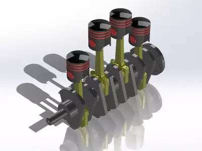 4 Cylindrical Engine 3D print model