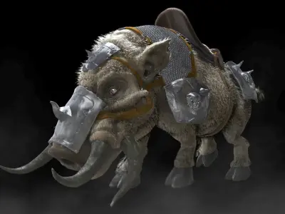 Armored Wild Boar 3D model