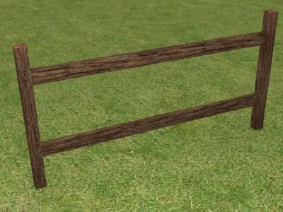 Wooden fence set Free low-poly 3D model