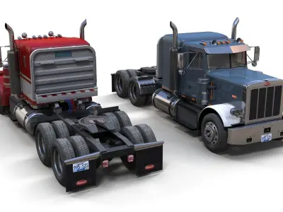 Vintage Peterbilt truck Low-poly 3D model