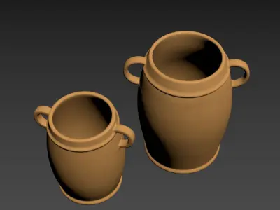 Handcrafted Lachman Crock Vases 3D model