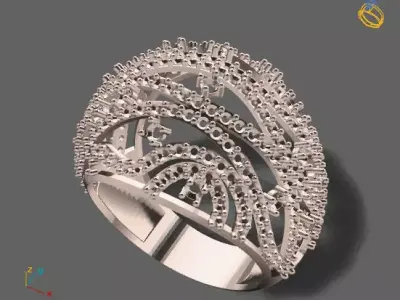 Women Stone Rings Diamond 3D print model 10