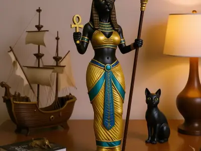 Statue of the Egyptian goddess Bastet 3D print model