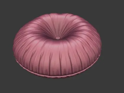 Buttoned Round Pillow 3D model