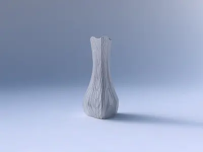 Vase puffy triangle with wavy grid plates 3D print model