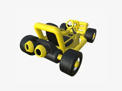 Cartoon Kart H06 Yellow - Vehicle Racing Design Low-poly 3D model