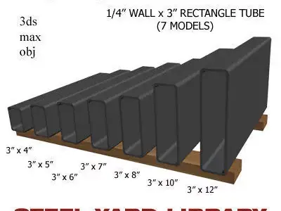 1 4in Wall x3in Rectangle Tube 3D model