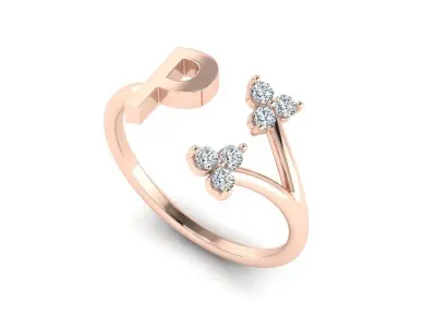 Jewelry Alphabet Ring P with Diamonds  3D print model