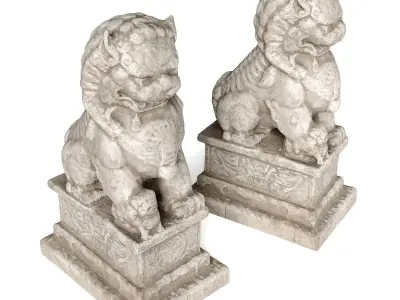 Guardian asian lion sculpture 3D model