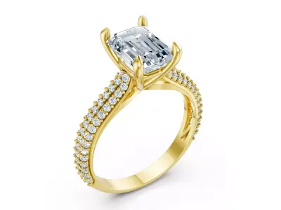 Luxury Diamond Solitaire Ring CAD Design 3DM File Ready 3D print model