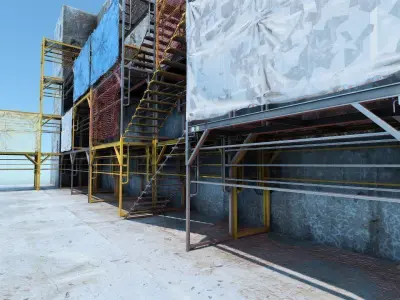 Scaffolding building in game Low-poly 3D model