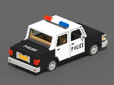 Voxel Police Car Low-poly 3D model