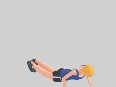 Burpees  Exercise Woman Animation Low-poly 3D model